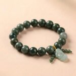 Green Jade Bracelet with Pixiu - Invite Wealth & Calming Energies