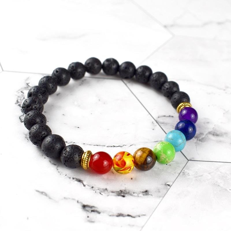 LavaStoneChakraDiffuserBracelet.jpg 7 Chakra Lava Stone Bracelet - Essential Oil Diffuser - 图片 1
