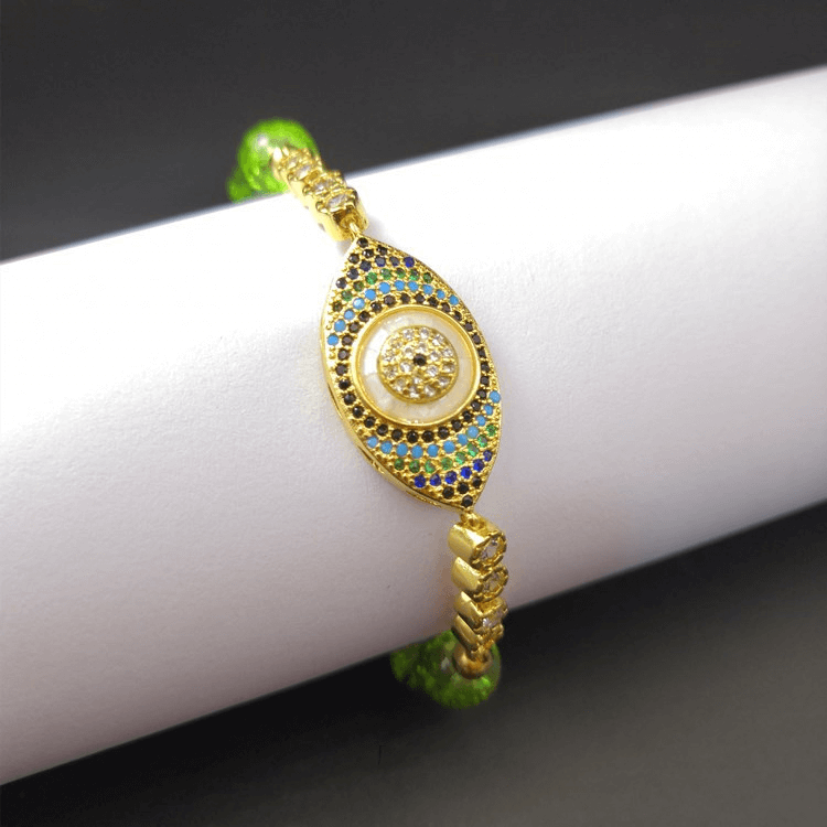NaturalPeridotEvilEyeBracelet3_1.png Natural Peridot Style Evil Eye Bracelet - 图片 1