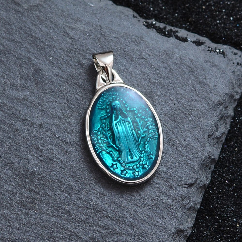 O1CN01olEQWD1YcEXwYTyNU_2979663079-0-cib.jpg Consecrated Blue Enamel Madonna Necklace・Divine Protection & Luck - 图片 1