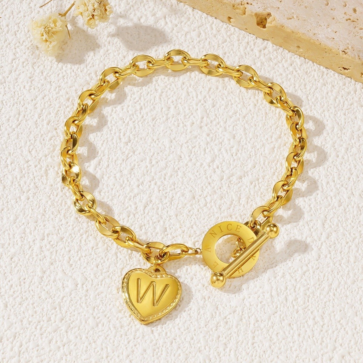 O1CN01tanGfS1EjkdjIXx2f_2215172810388-0-cib.jpg Titanium Steel Letter Bracelet・Consecrated Positive Energy - 图片 1
