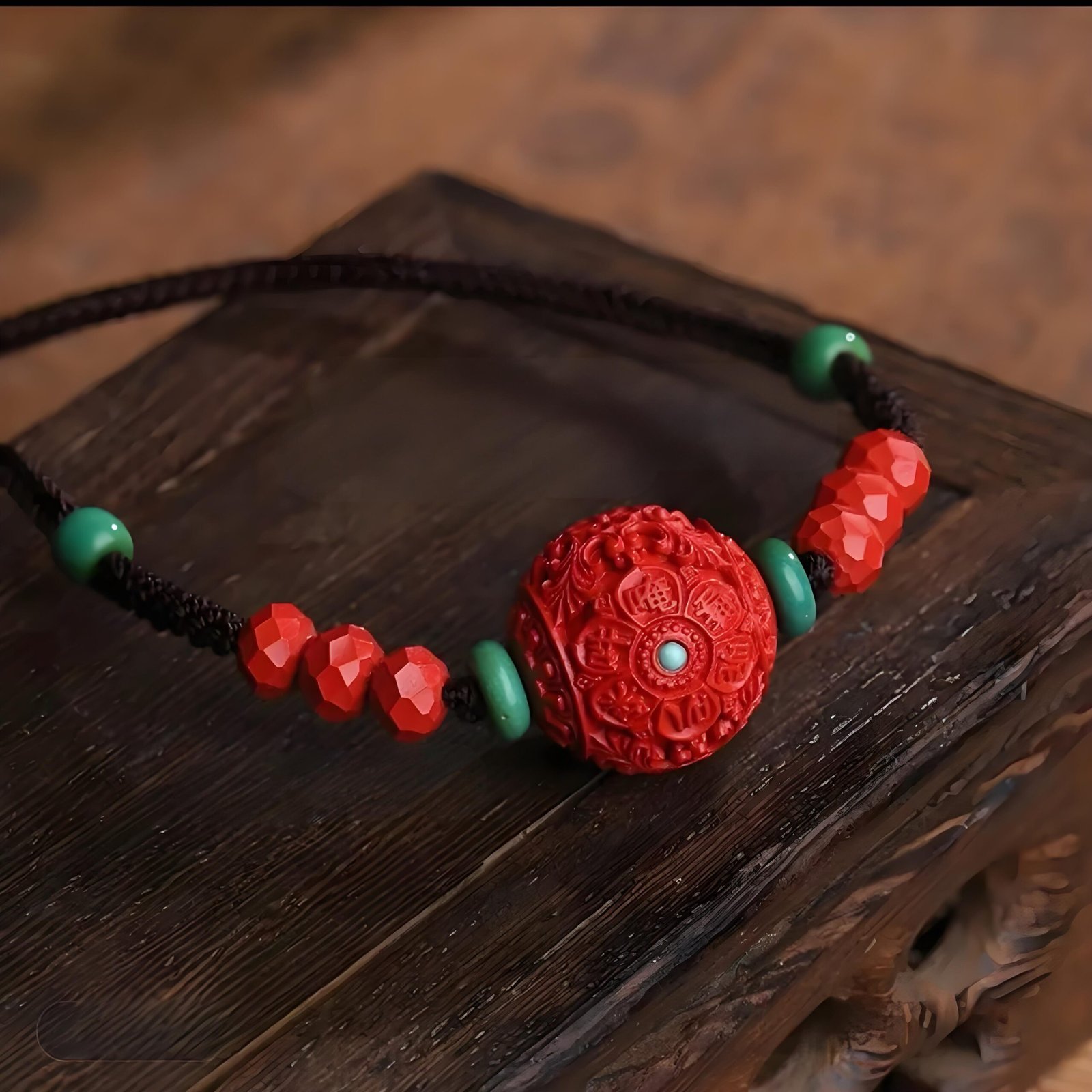 a37c9bb7ab29a51a4bfcd0dc440c59e9-scaled-1.jpeg Six Syllable Mantra Cinnabar Necklace・Consecrated Wisdom Enhancemen - 图片 1