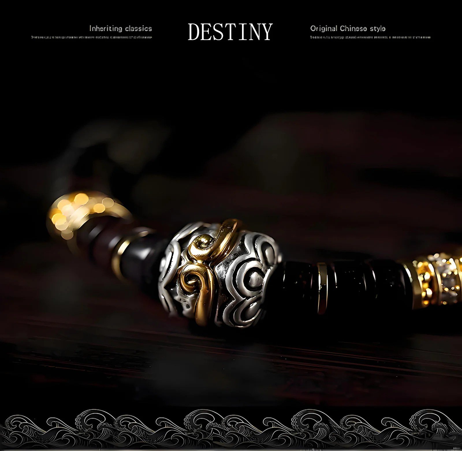%E6%9C%AA%E6%A0%87%E9%A2%98-2-3 Black gold coconut stem pill bracelet - Image 1